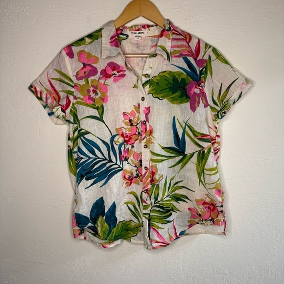 Billabong Crystal Waterfalls Shirt Button Down Size Large - Picture 2 of 8